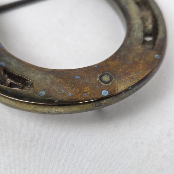 Vintage Horseshoe Belt Buckle Gold Toned Solid Cast Metal Lucky Western Cowboy - Picture 6 of 9